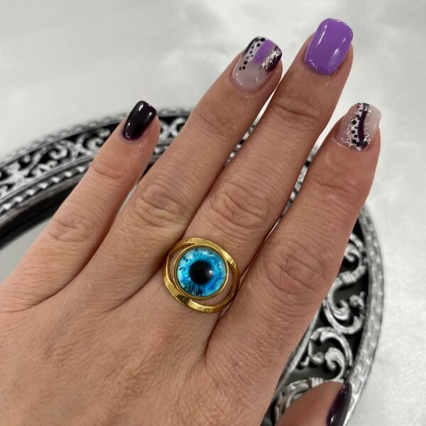 anillo a ojito color celeste