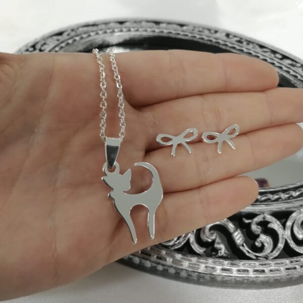 a conjunto cadena , dije y aros gatito