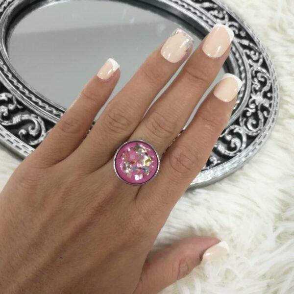 anillo color redondo nacar