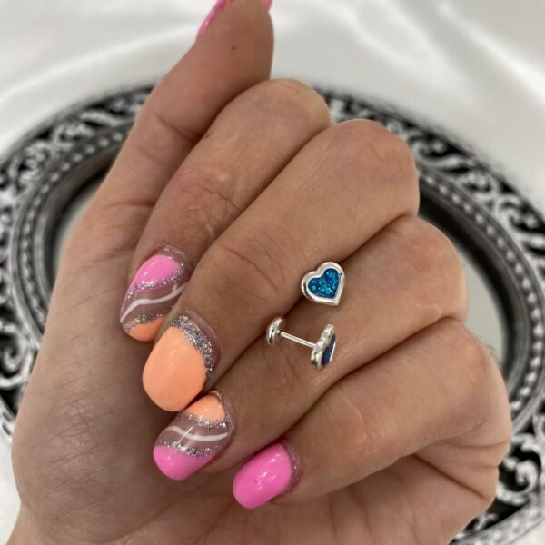 aros abridores corazon glitter colores vs
