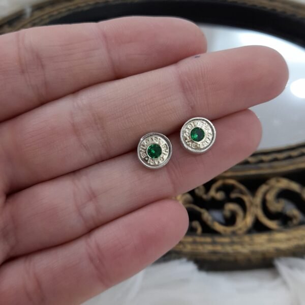 Aros Plata Y Oro Con Cubic Green