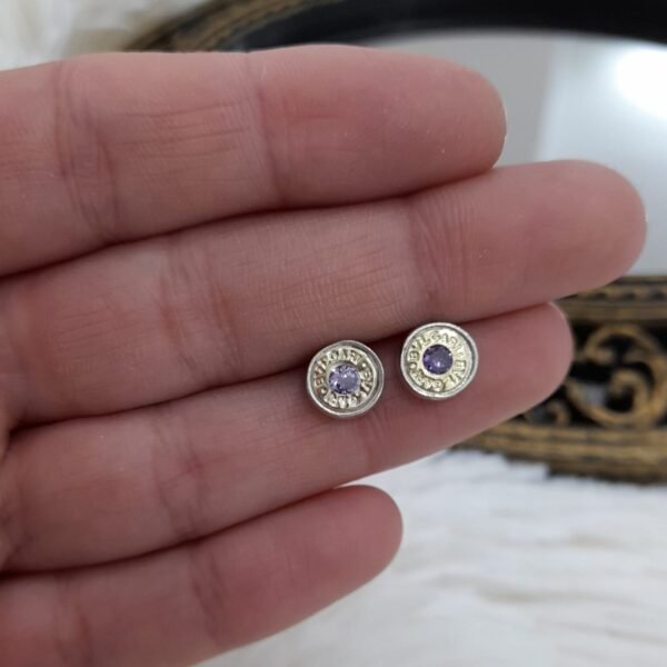 Aros Plata Y Oro Con Cubic Violet