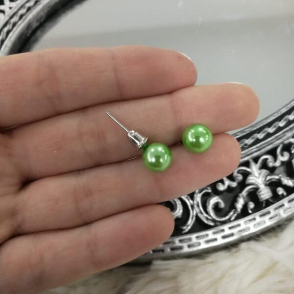 aros perla mediana verde