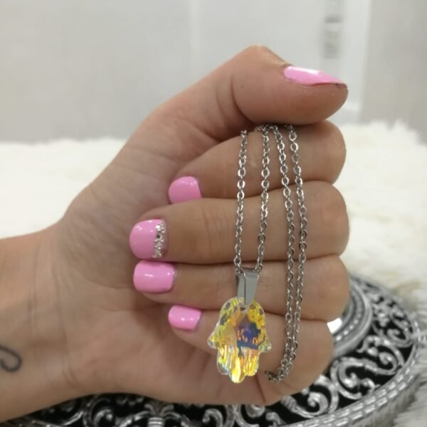 conjunto swarovsky mano fatima con cadena