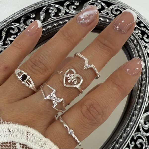 a a kit x 5 anillos plata mod I