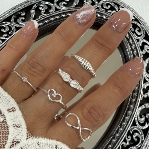 a a kit x 5 anillos plata mod G