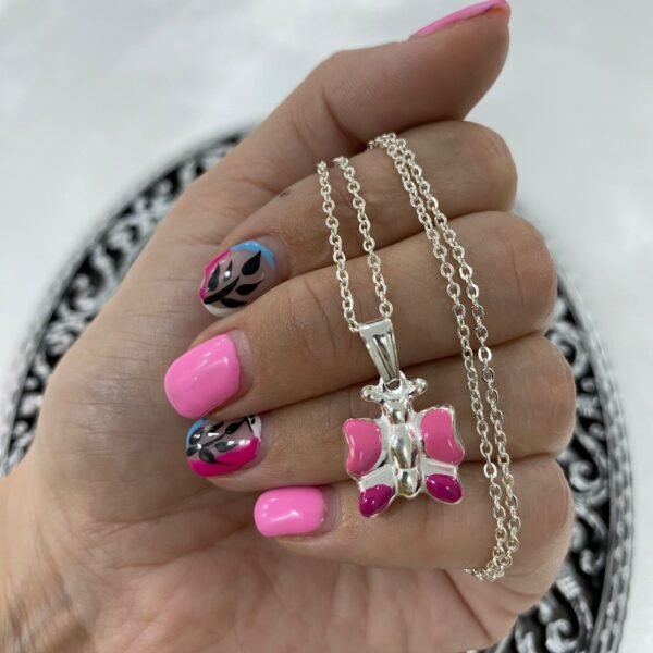 A DIJE MARIPOSA PLATA 925 CON CADENA ACERO BLANCO DE REGALO