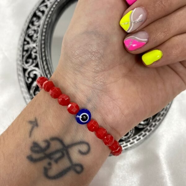 pulsera elastizada roja ojito turco