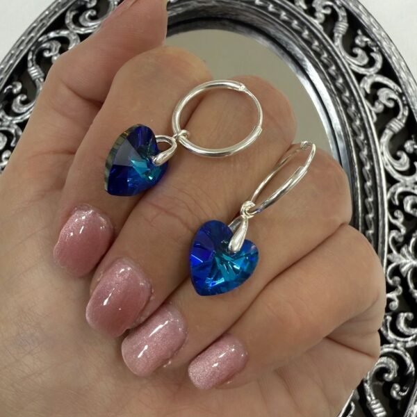 a argollas clasicas 1.5cm con dije cr corazon (chico) azul